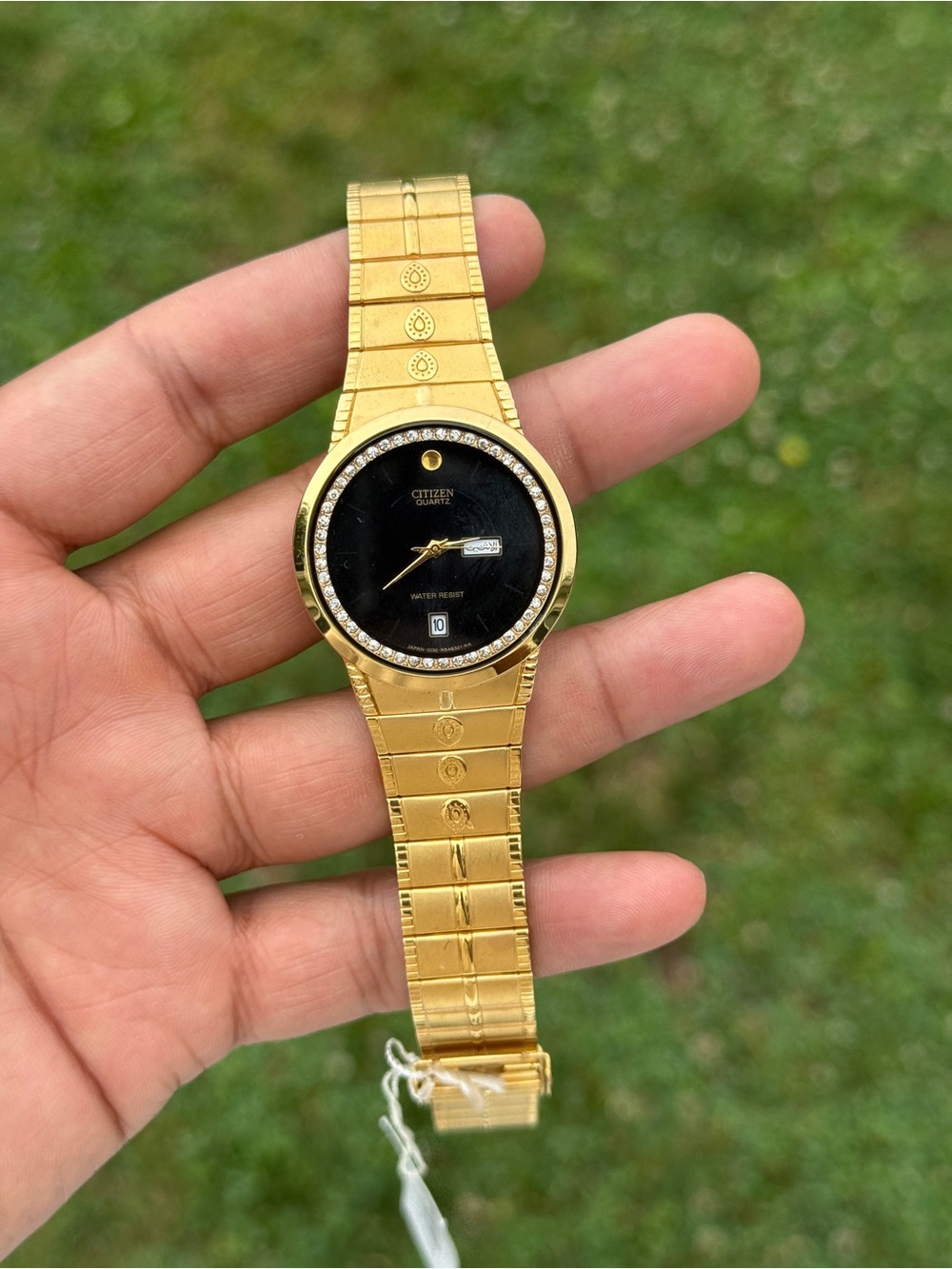 Citizen vintage Gold-Tone diamond Watch with Black Dial daydate men’s watch
